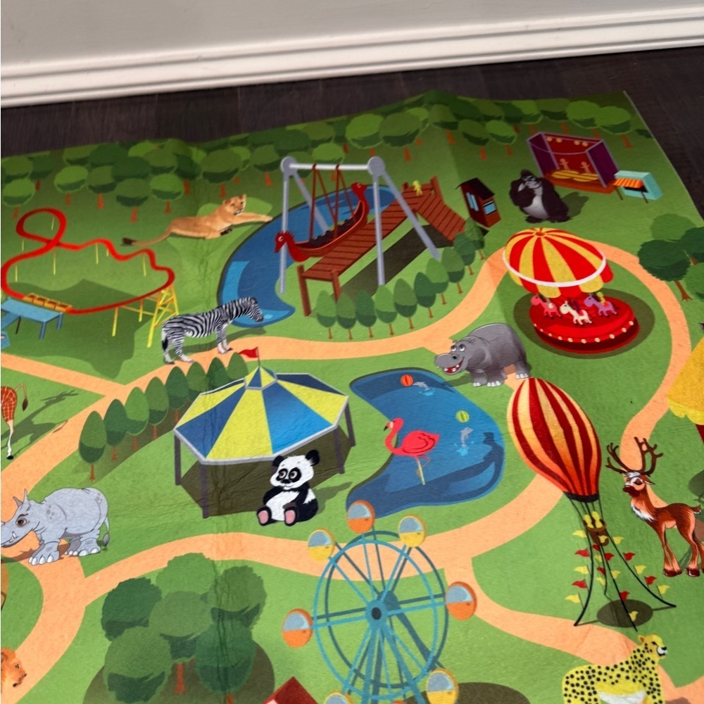 Colorful Zoo Themed Play Mat for Imaginative Play Kids Toddlers - Picture 3 of 7